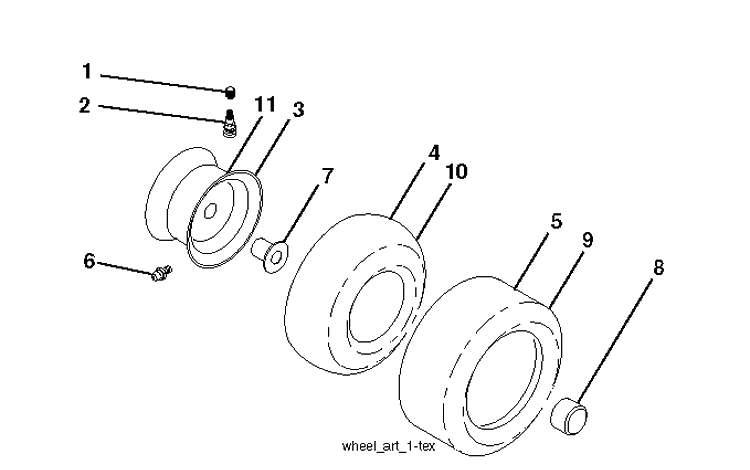 Wheels And Tires Diagram and Parts List for (96043014201)(2012-12) Husqvarna Lawn Tractor