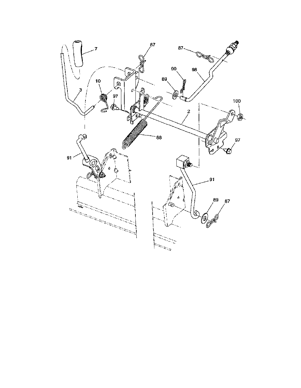 Mower lift Diagram and Parts List for  Husqvarna Lawn Tractor
