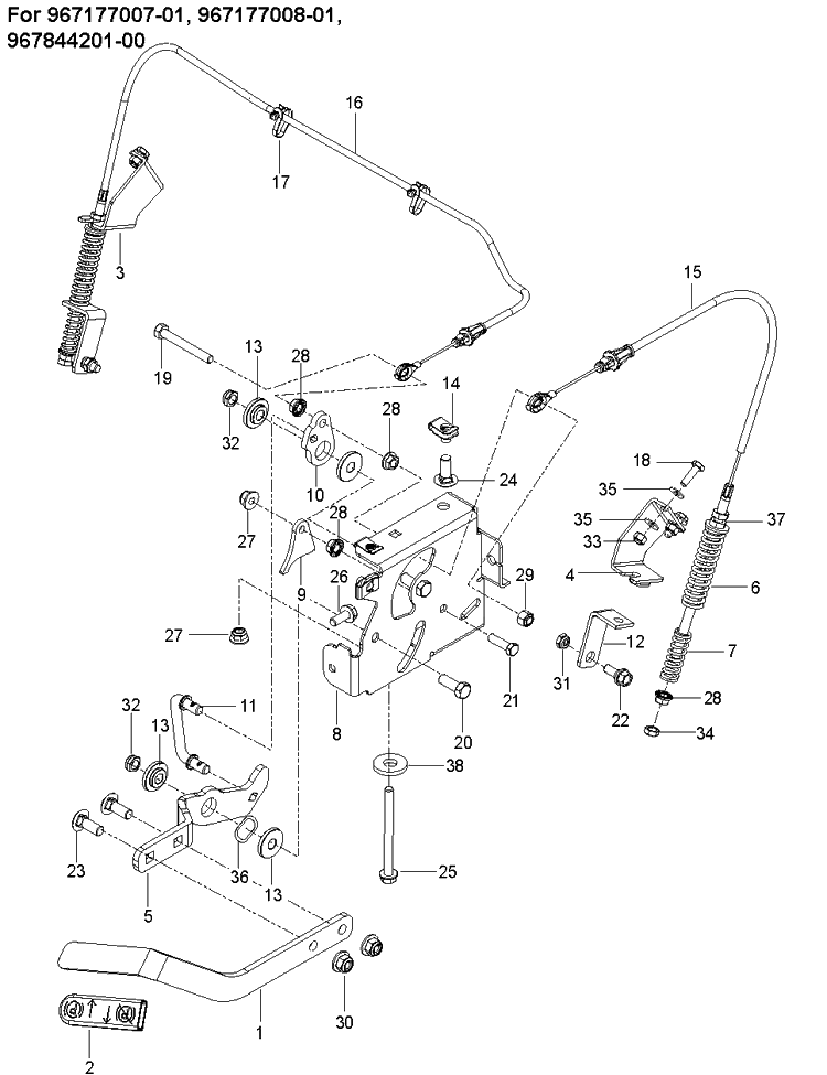 Parking Brake 2 Diagram and Parts List for  Husqvarna Lawn Mower