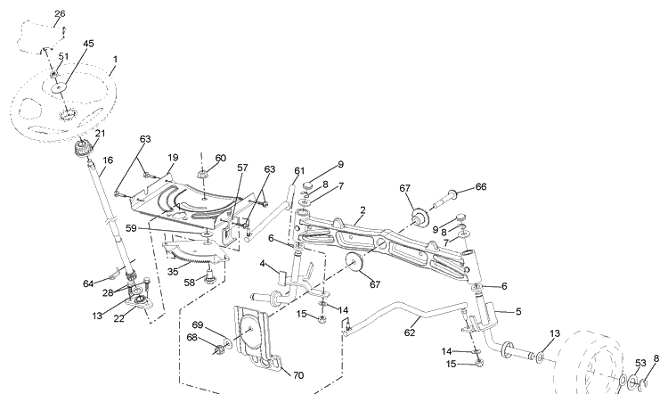 Steering Assembly Diagram and Parts List for (917289570)(2010-04) Husqvarna Lawn Mower