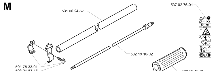 Shaft 2 Diagram and Parts List for 19994000001-20050100000 Husqvarna Brush Cutter