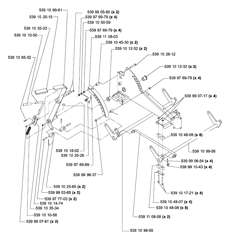 Deck Lift Assembly Diagram and Parts List for IZ5225TXPKOA (968999307)(2005-12) Husqvarna Lawn Mower