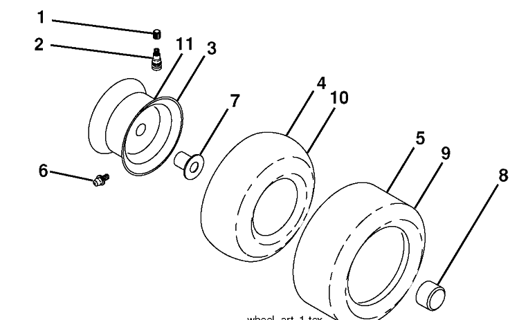 Wheels And Tires Diagram and Parts List for LTH18538 (917289600)(2010-05) Husqvarna Lawn Mower