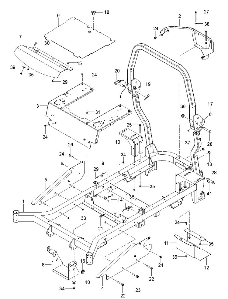 Frame Diagram and Parts List for (970467701-00)(2020-04) Husqvarna Lawn Mower