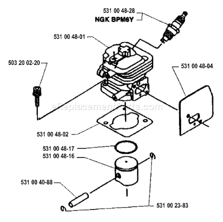 Page L Diagram and Parts List for 122 L 1995-03 Husqvarna Trimmer