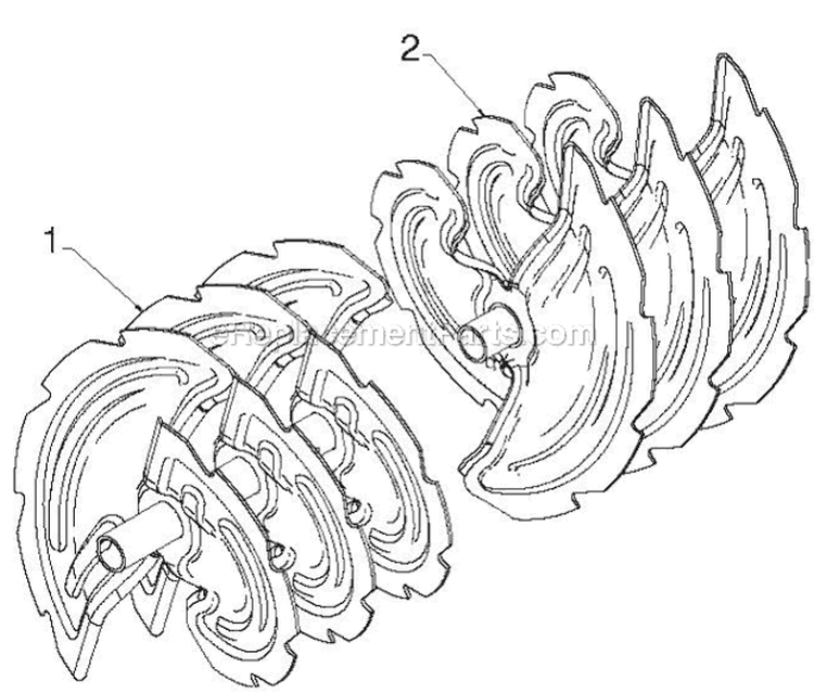 Auger Housing Impeller Diagram and Parts List for 96193007105 - 2012-08 Husqvarna Snow Blower