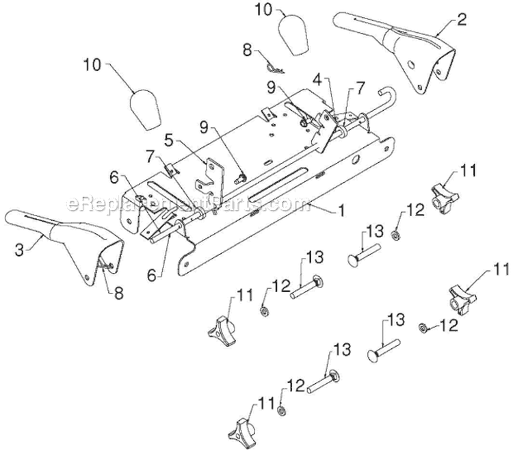 Handle and Controls Diagram and Parts List for 96193007105 - 2012-08 Husqvarna Snow Blower