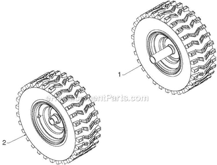 Wheels Tires Diagram and Parts List for 96193007105 - 2012-08 Husqvarna Snow Blower