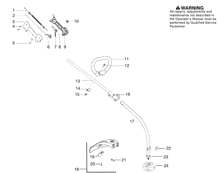 Handle And Controls Diagram and Parts List for (545192139)(2009-08) Husqvarna Trimmer