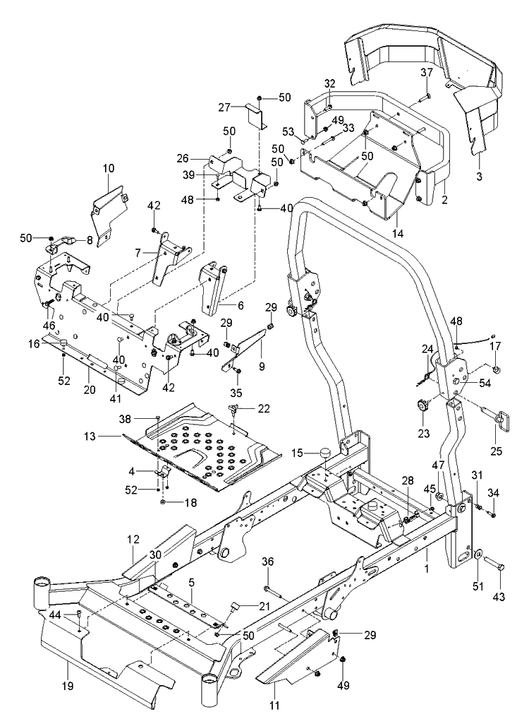 Frame Diagram and Parts List for  Husqvarna Lawn Mower