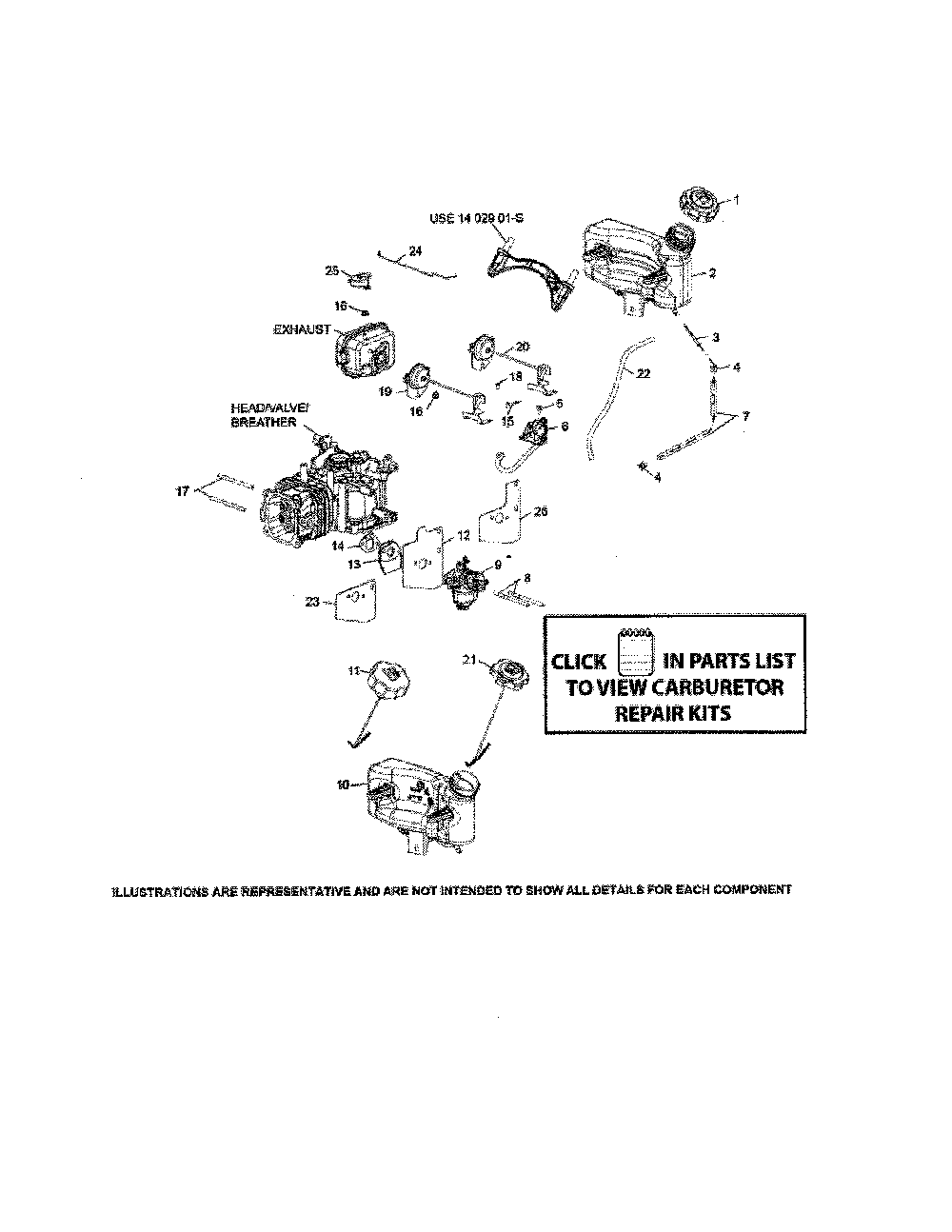 Fuel system Diagram and Parts List for  Husqvarna Lawn Mower