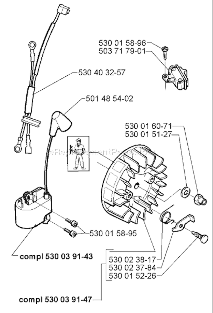 Page G Diagram and Parts List for 1998-09 Husqvarna Chainsaw