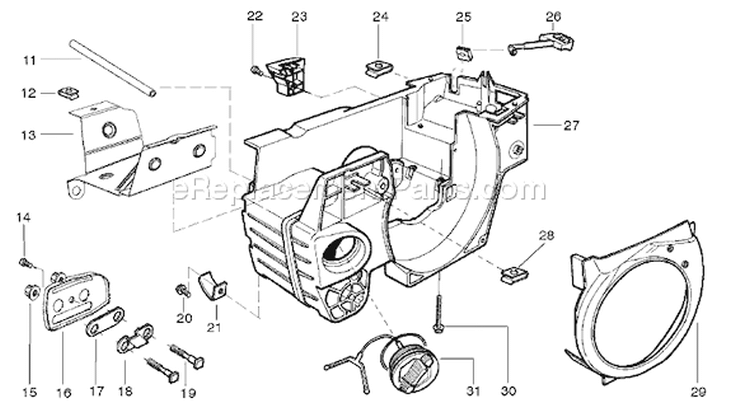Page J Diagram and Parts List for 141 LE 2004-05 Husqvarna Chainsaw
