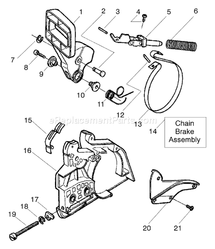 Page B Diagram and Parts List for 142 E 2005-03 Husqvarna Chainsaw