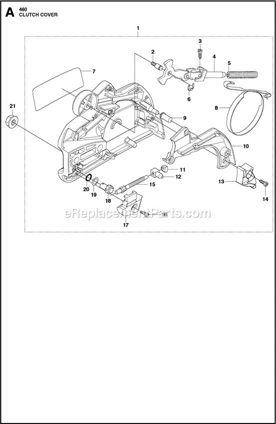 Clutch Cover Diagram and Parts List for  Husqvarna Chainsaw