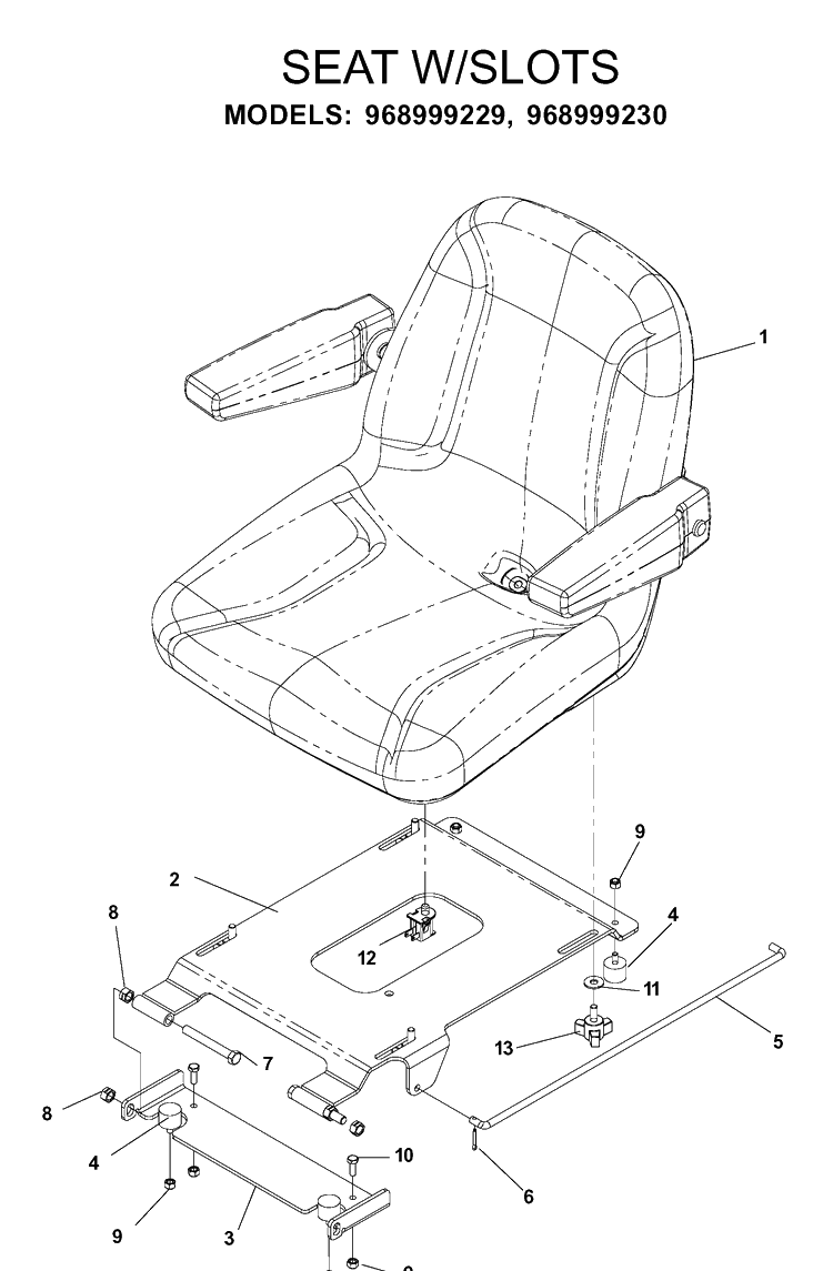 Seat Diagram and Parts List for IZ5223 (968999208)(2004-09) Husqvarna Lawn Mower