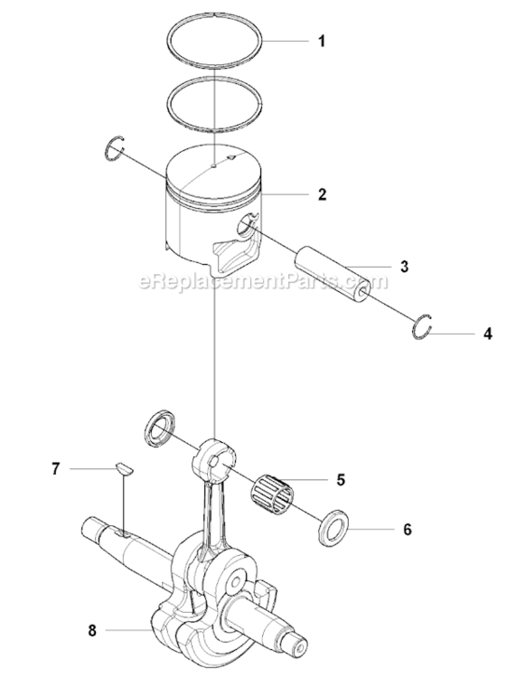 Piston  Crankshaft Diagram and Parts List for 2007-05 Husqvarna Leaf Blower / Vacuum