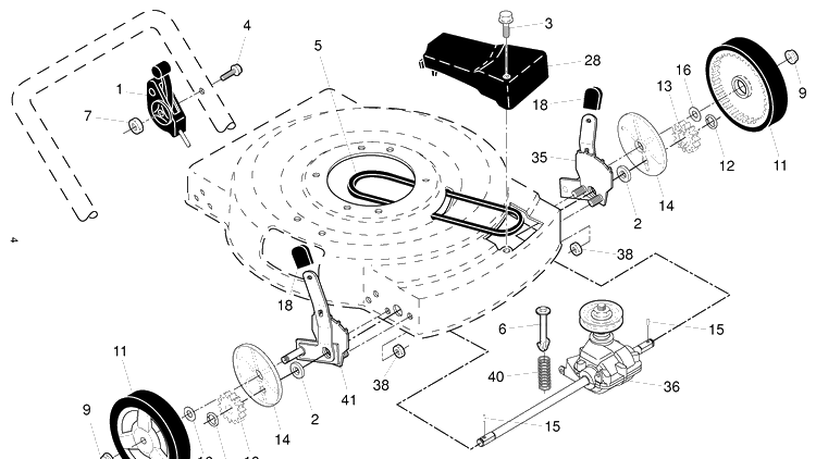 Drive Diagram and Parts List for J55SL (96121001802)(2009-08) Husqvarna Lawn Mower
