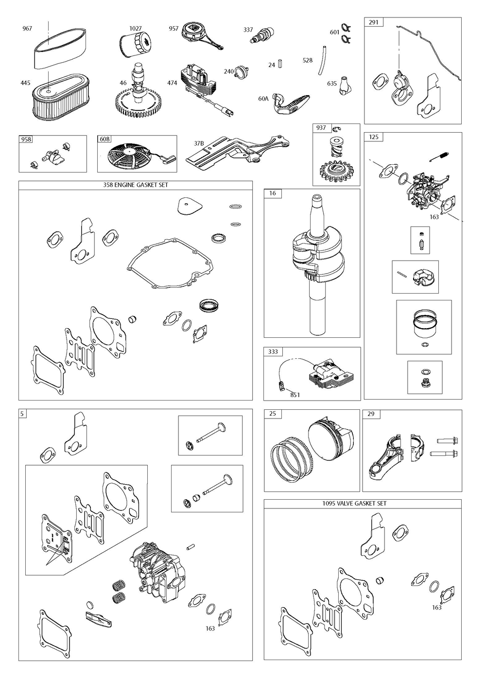 Complete Product Diagram and Parts List for 12Q972-0168-B1  Husqvarna Engine
