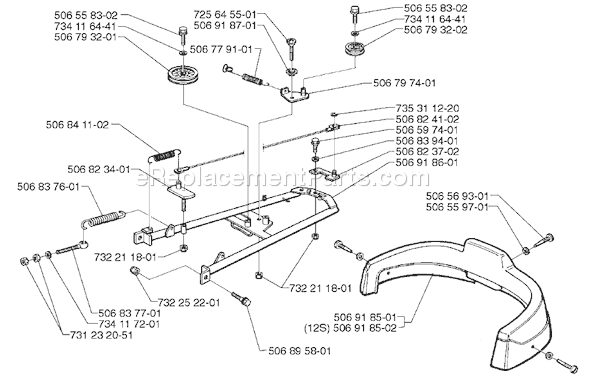 Page M Diagram and Parts List for 1998-01 Husqvarna Lawn Tractor