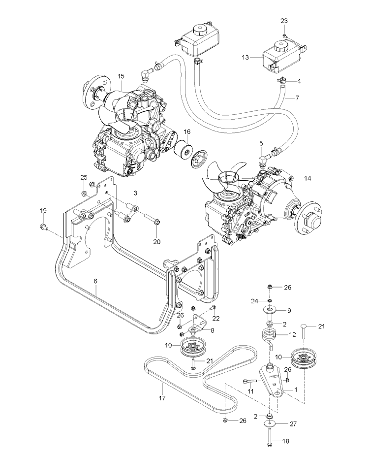 Hydraulic Pump - Motor 2 Diagram and Parts List for  Husqvarna Lawn Mower