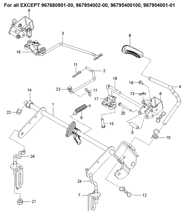 Mower Lift / Deck Lift 2 Diagram and Parts List for  Husqvarna Lawn Mower