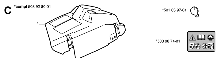 Cover Diagram and Parts List for 20010100001-20014000000 Husqvarna Chainsaw