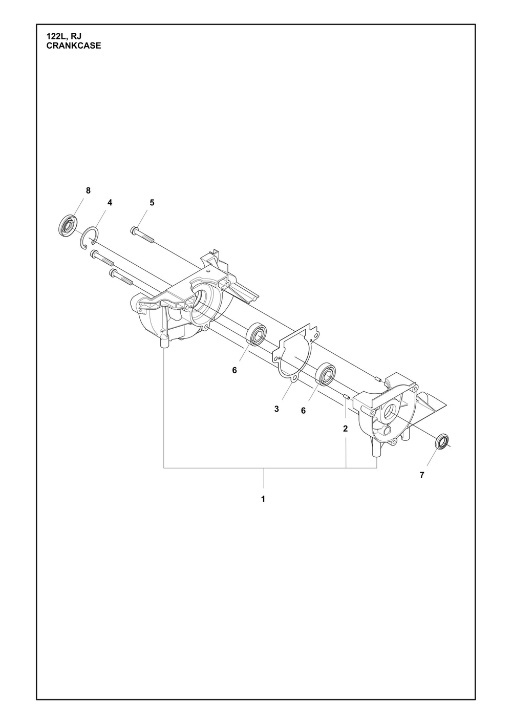Crankcase Diagram and Parts List for  Husqvarna Brush Cutter