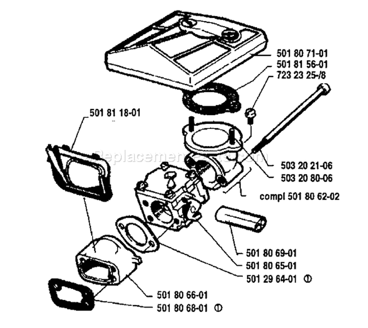 Page A Diagram and Parts List for 1983-06 Husqvarna Chainsaw
