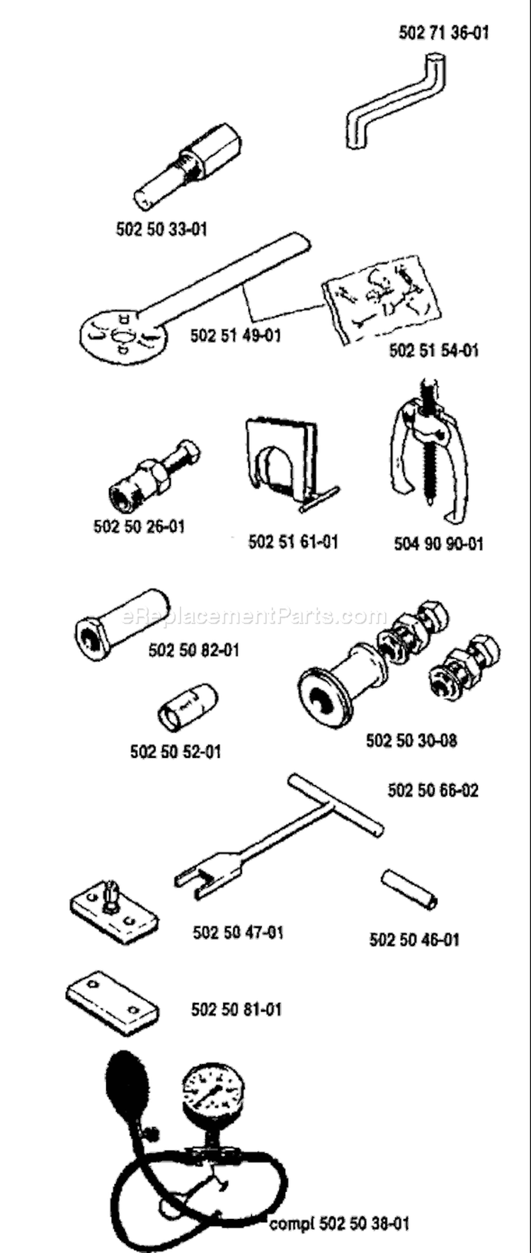 Page K Diagram and Parts List for 1983-12 Husqvarna Chainsaw