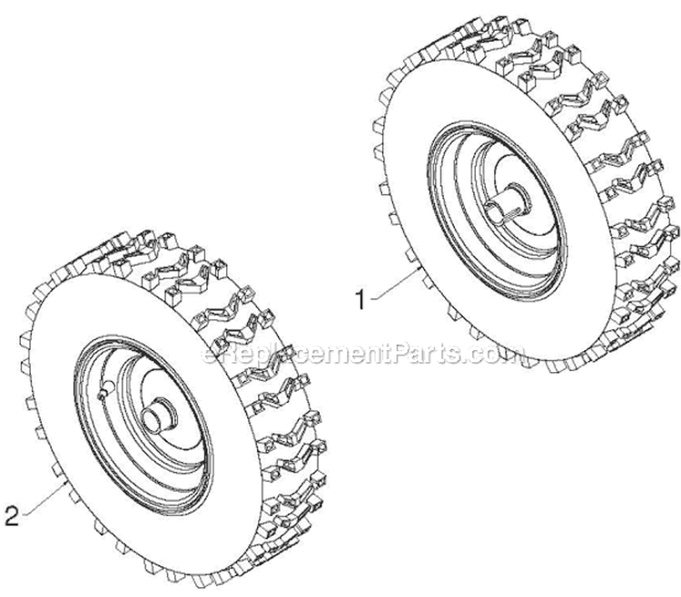 Wheels Tires Diagram and Parts List for 96193007305 - 2012-08 Husqvarna Snow Blower