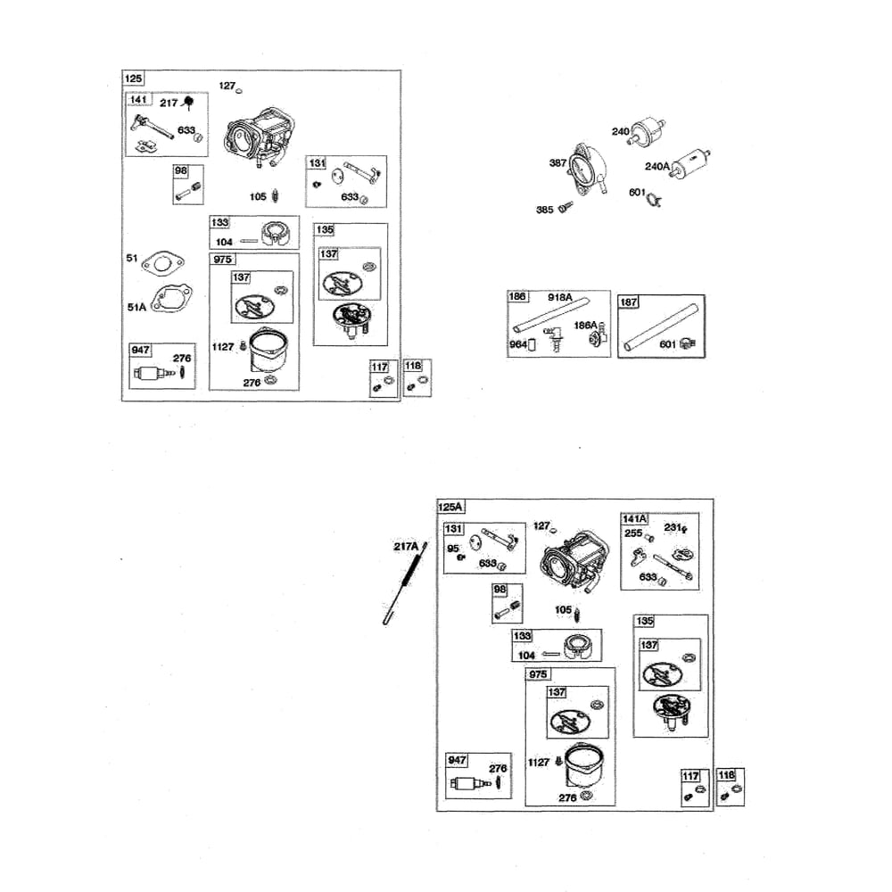 Engine >> Carburetor/Fuel Filter Diagram and Parts List for  Husqvarna Lawn Tractor