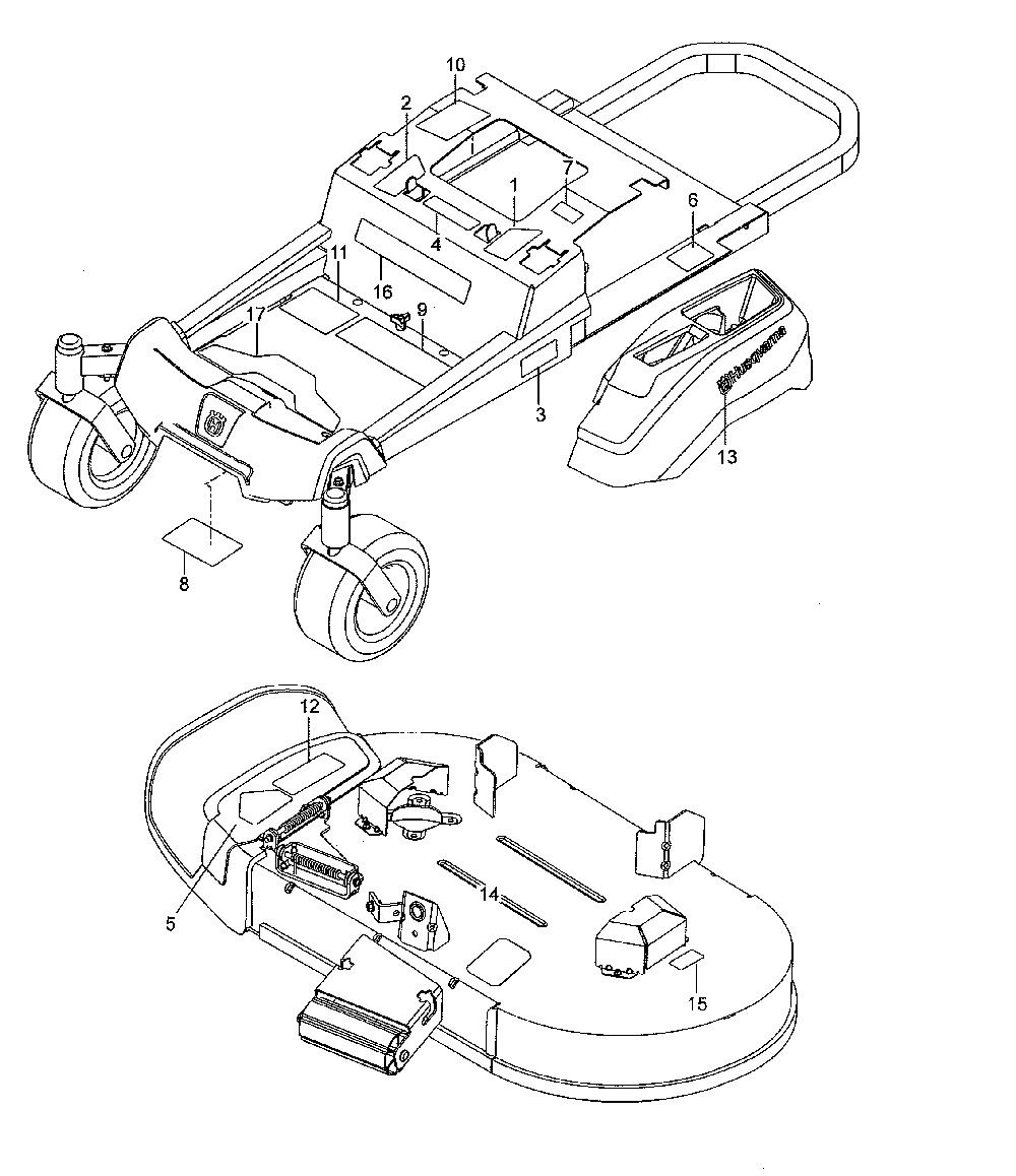 Decals Diagram and Parts List for  Husqvarna Lawn Mower