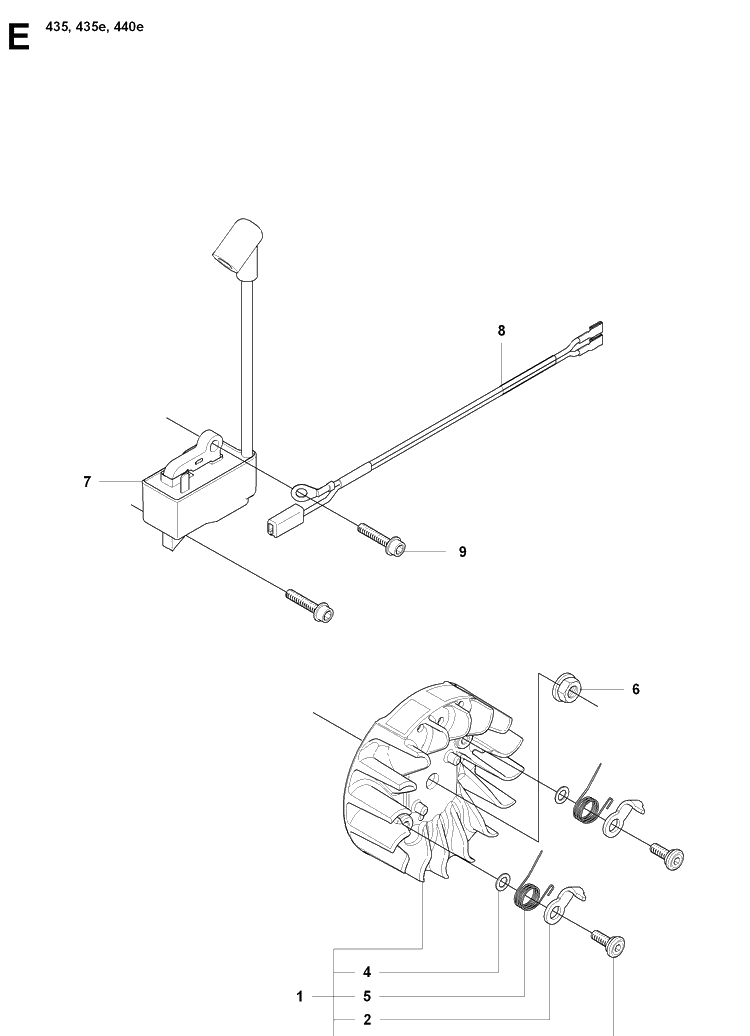 Ignition System Diagram and Parts List for 20081800001-20090400000 Husqvarna Chainsaw