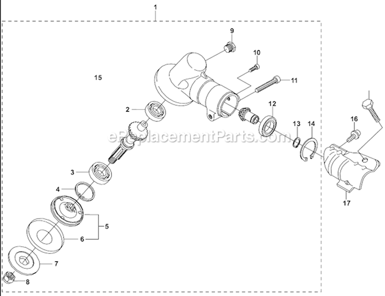 Bevel Gear Diagram and Parts List for  Husqvarna Hedge Trimmer
