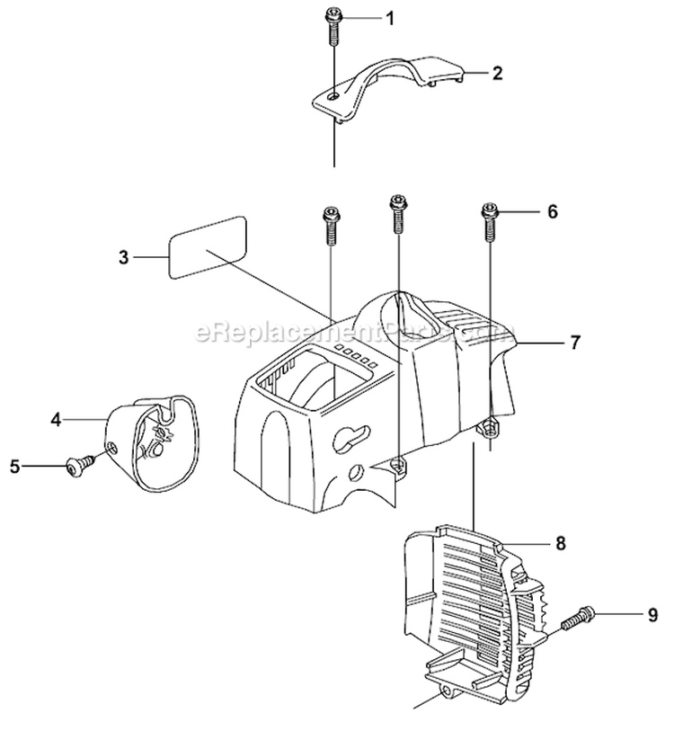 Cylinder Cover Diagram and Parts List for  Husqvarna Hedge Trimmer