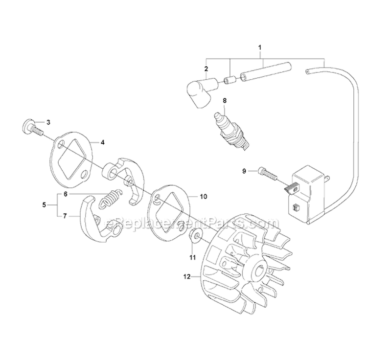 Ignition System Diagram and Parts List for 2006-01 Husqvarna Brush Cutter