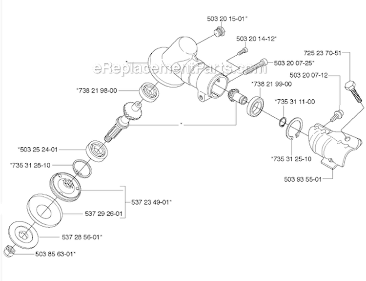 Bevel Gear Diagram and Parts List for 2009-06 Husqvarna Trimmer