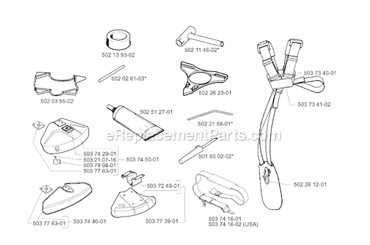 Accessories Diagram and Parts List for 1997-02 Husqvarna Brush Cutter