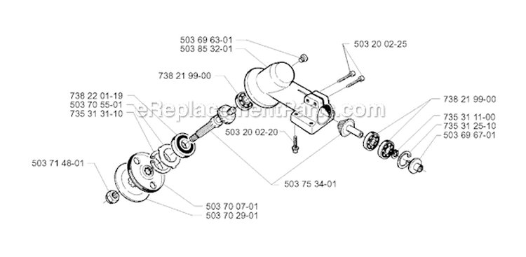 Steering Column Diagram and Parts List for 1997-02 Husqvarna Brush Cutter