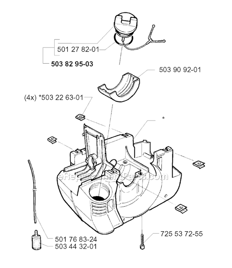 Crankcase Diagram and Parts List for 1997-02 Husqvarna Brush Cutter
