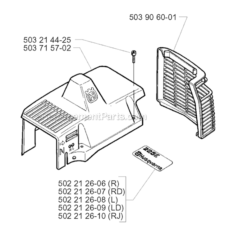 Cylinder Cover Diagram and Parts List for 1997-02 Husqvarna Brush Cutter