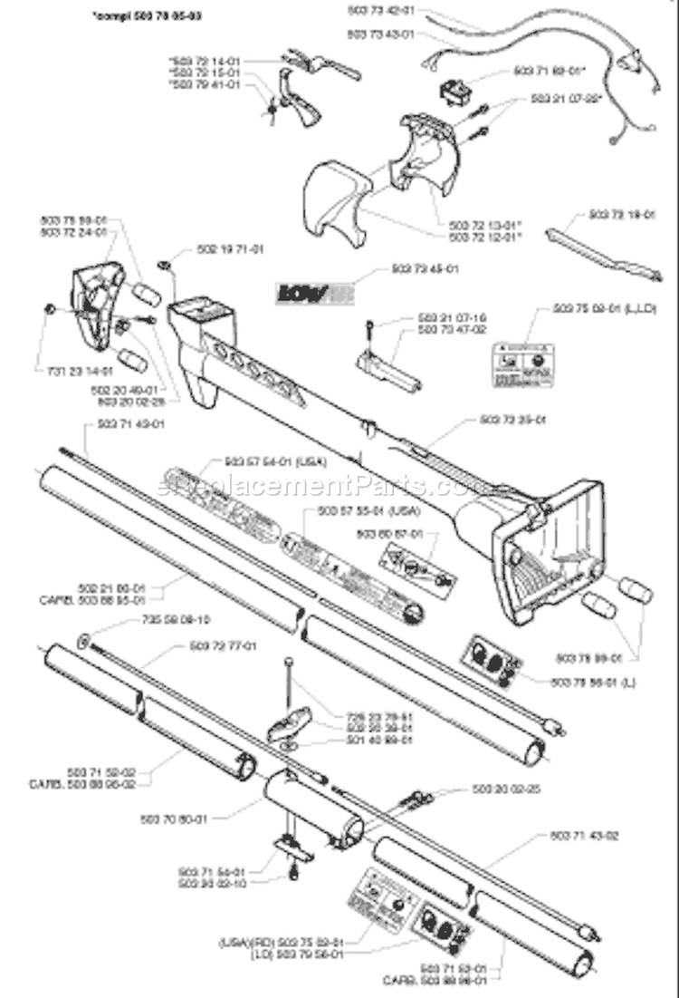 Page H Diagram and Parts List for 225 RD 1996-06 Husqvarna Trimmer