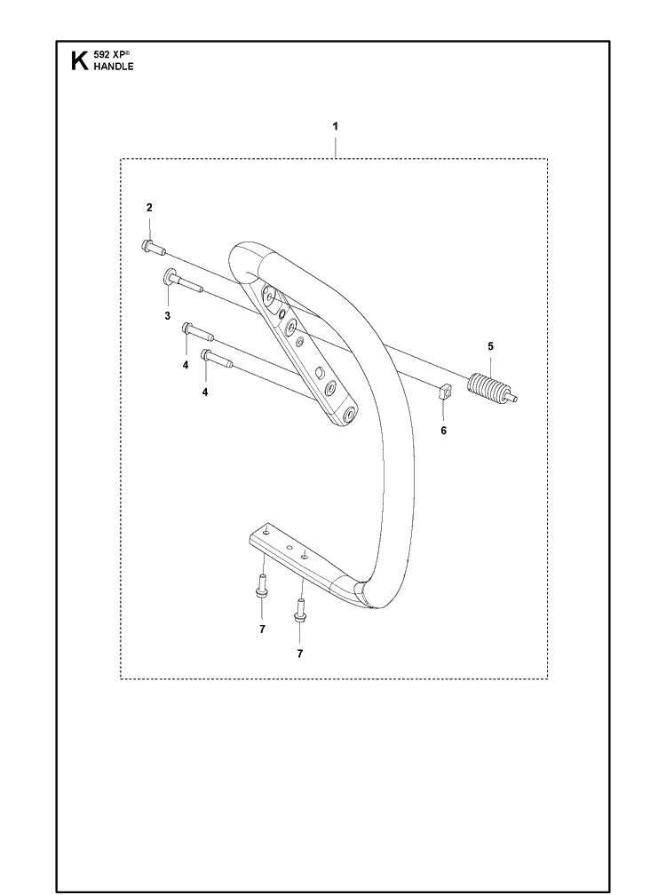 Handle Diagram and Parts List for 592 XP-G Husqvarna Chainsaw