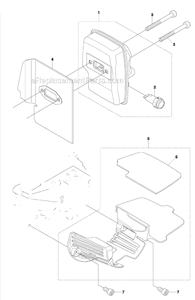Muffler Diagram and Parts List for 2011-07 Husqvarna Brush Cutter