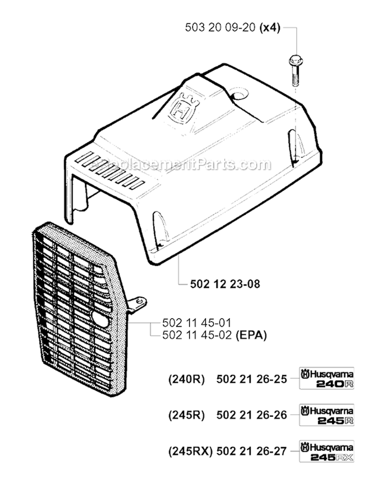 Cylinder Cover Diagram and Parts List for 2001-01 Husqvarna Brush Cutter