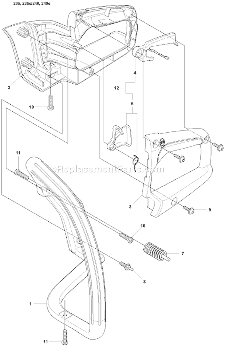 Page J Diagram and Parts List for 240 E 2008-01 Husqvarna Chainsaw