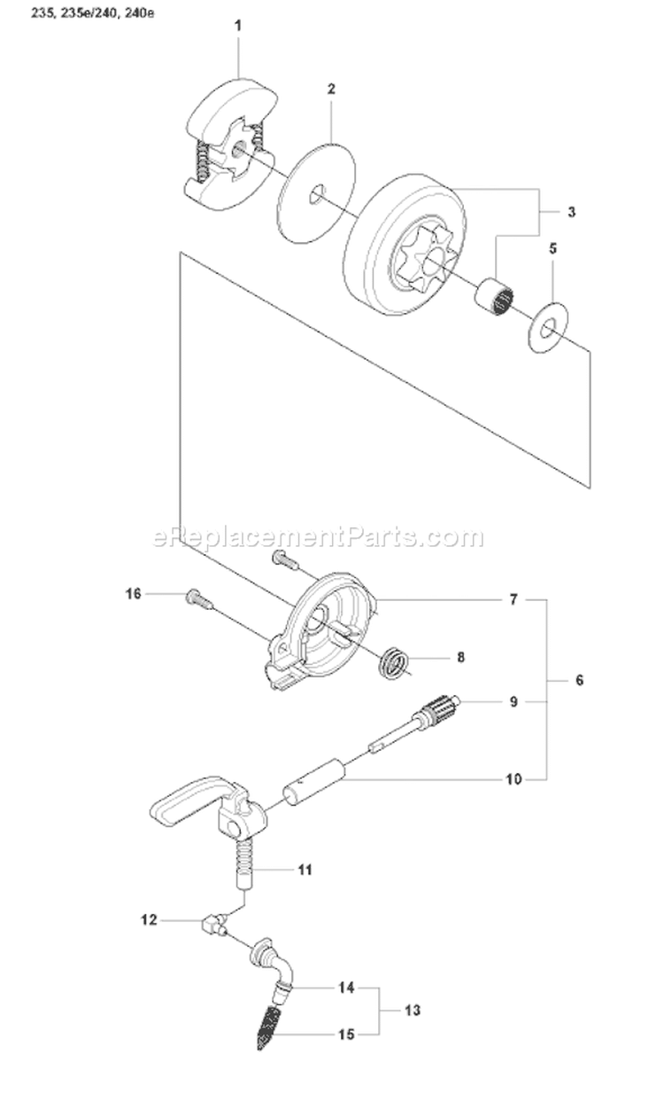 Page D Diagram and Parts List for 240 E 2008-01 Husqvarna Chainsaw