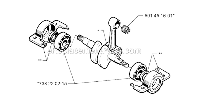 Crankshaft Diagram and Parts List for 1996-06 Husqvarna Brush Cutter
