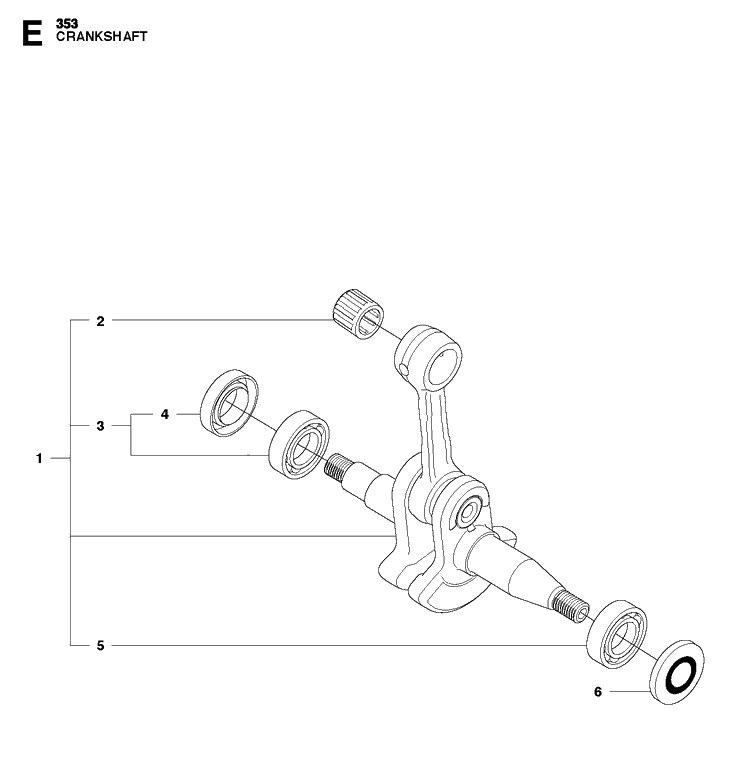 Crankshaft Diagram and Parts List for  Husqvarna Chainsaw